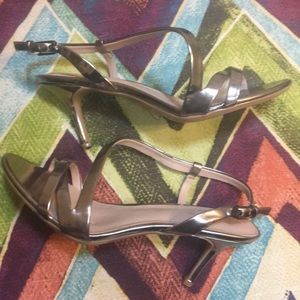 Calvin Klein Pewter strappy heeled sandal
